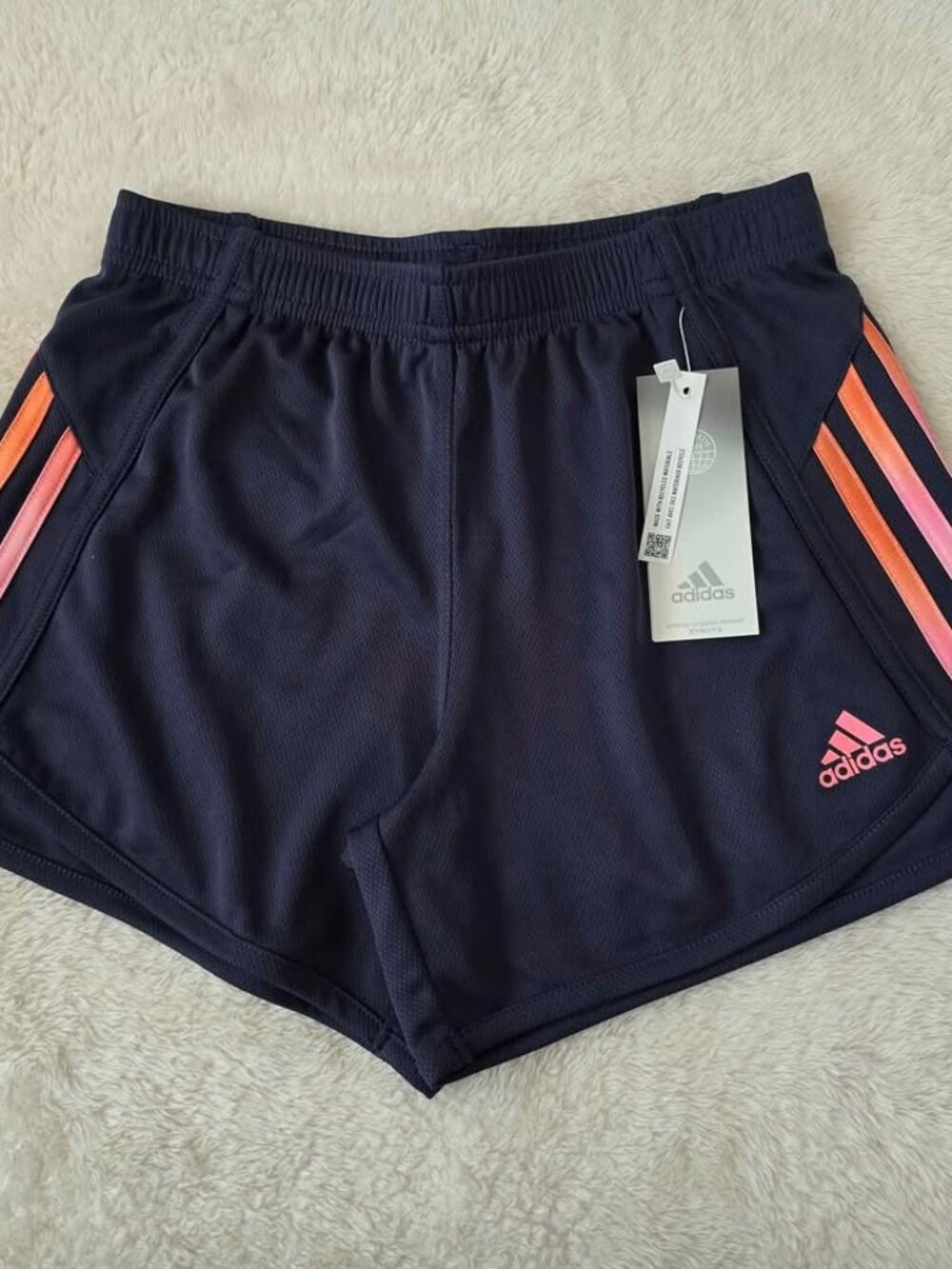 NEW Adidas Girls' 3 Stripe Mesh Short - Shadow Navy SIZE 14